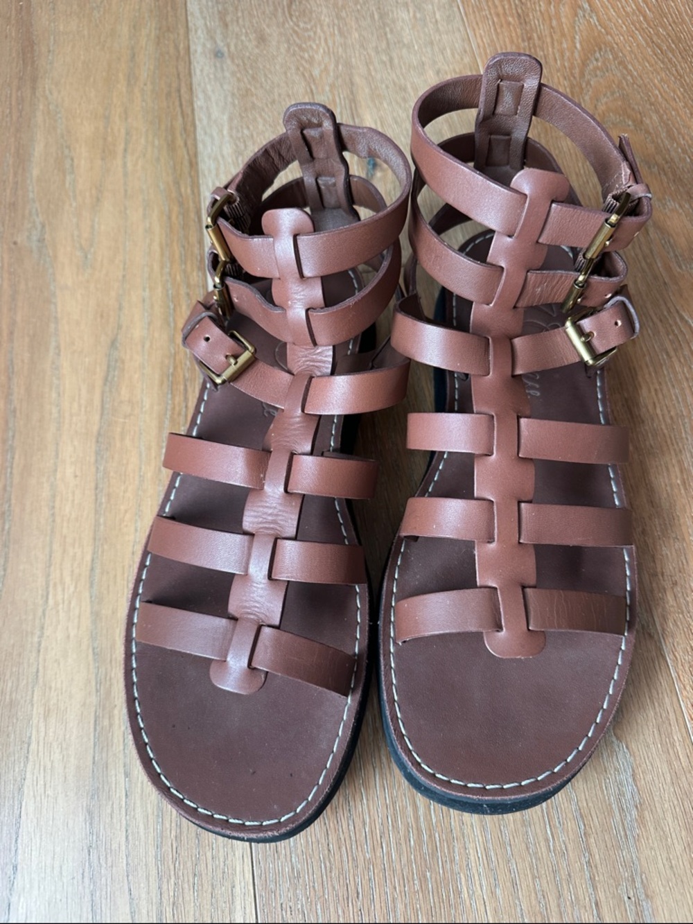 J. Crew Brown Leather Gladiator Sandals